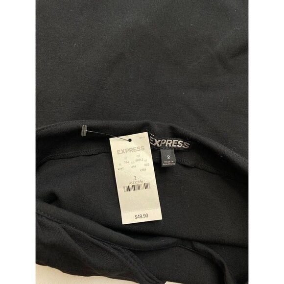 Express Black Mini Skirt Knotted Mesh Side‎ Zip Sz 2 NEW - Picture 5 of 8